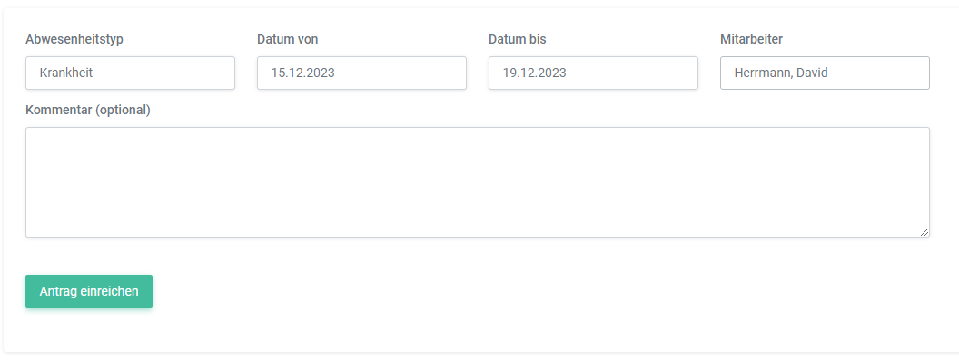 Abwesenheitsanträge mit unserem Zeitwirtschaftssystem